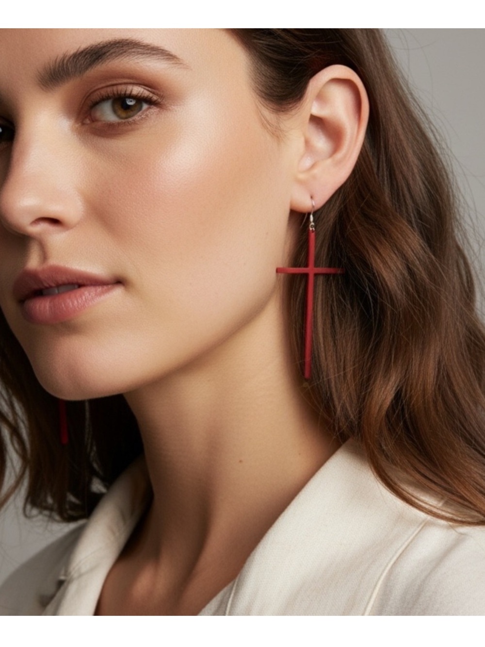 Clover Red Cross Drop Earrings - Women Jewelry